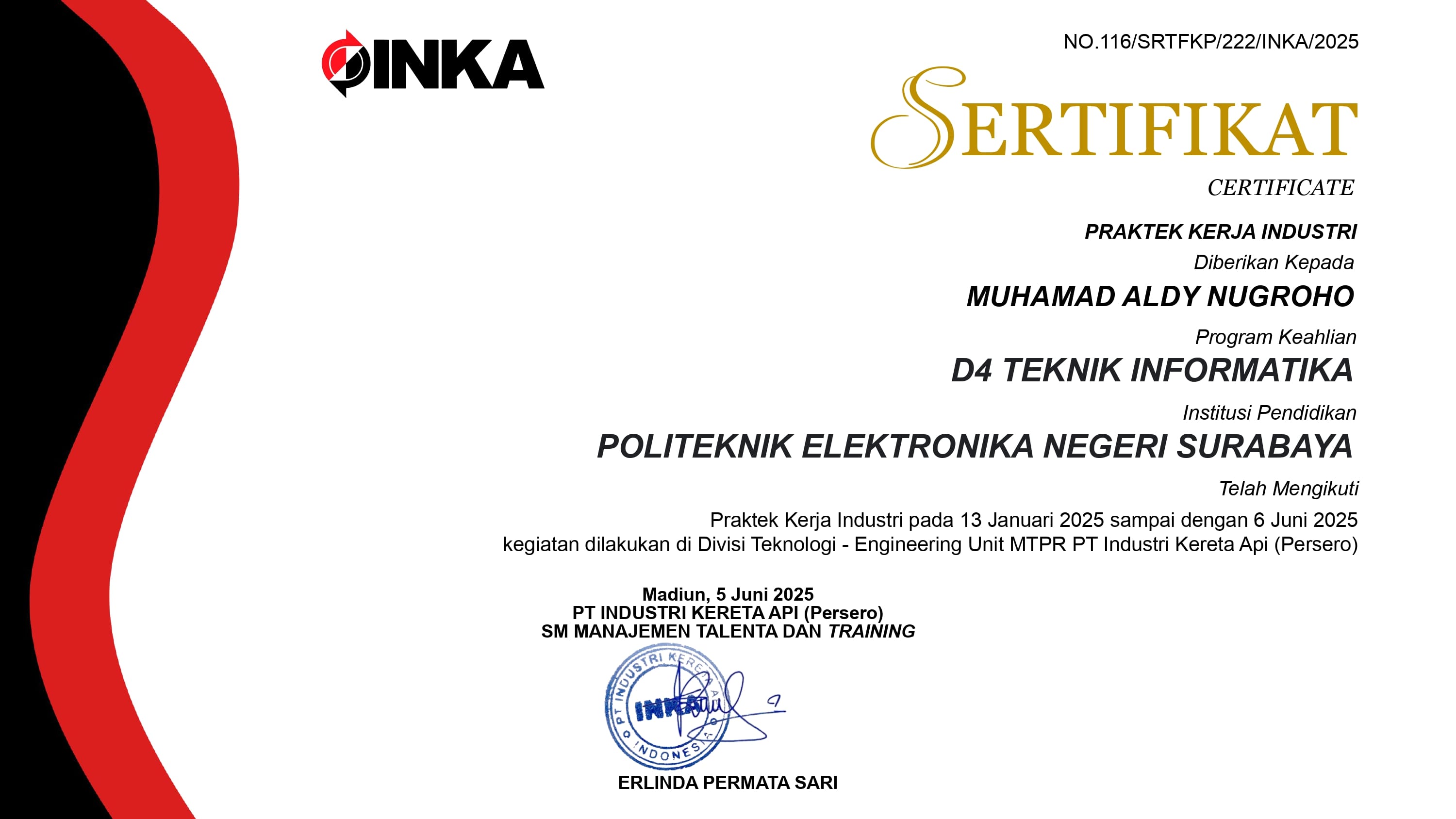 INKA - Praktek Kerja Industri